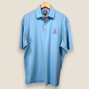 TPC River Highlands FootJoy Performance Polo Shirt Men Large Blue Pink Golf